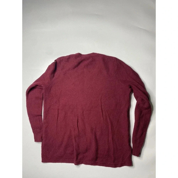 Madewell Women Back Zip Burgundy Red Long Sleeve Crew Neck Sweater Size Large - Picture 7 of 7